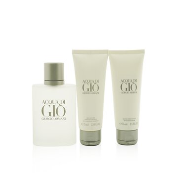 Acqua Di Gio Coffret: Eau De Toilette Spray 100ml/3.4oz + All Over Body Shampoo 75ml/2.5oz + A/S Balm 75ml/2.5oz