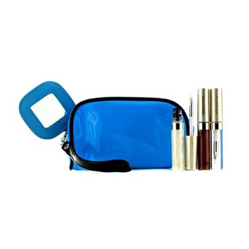 Lip Gloss Set With Blue Cosmetic Bag (3xMode Gloss, 1xCosmetic Bag)
