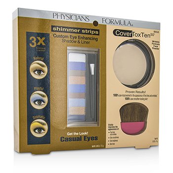 Makeup Set 8658: 1x Shimmer Strips Eye Enhancing Shadow, 1x CoverToxTen50 Face Powder, 1x Applicator