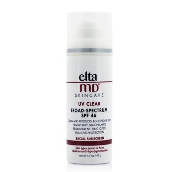 EltaMD UV Clear Facial Sunscreen SPF 46 - For Skin Types Prone To Acne, Rosacea & Hyperpigmentation