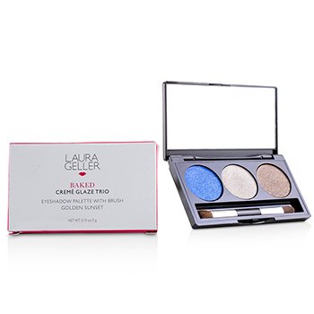 Laura Geller Baked Cream Glaze Trio Eyshadow Palette With Brush - # Sandy Lagoon