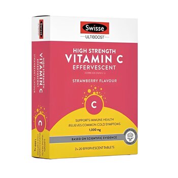 Swisse Vitamin C Effervescent Strawberry Flavor - 60 Tablets